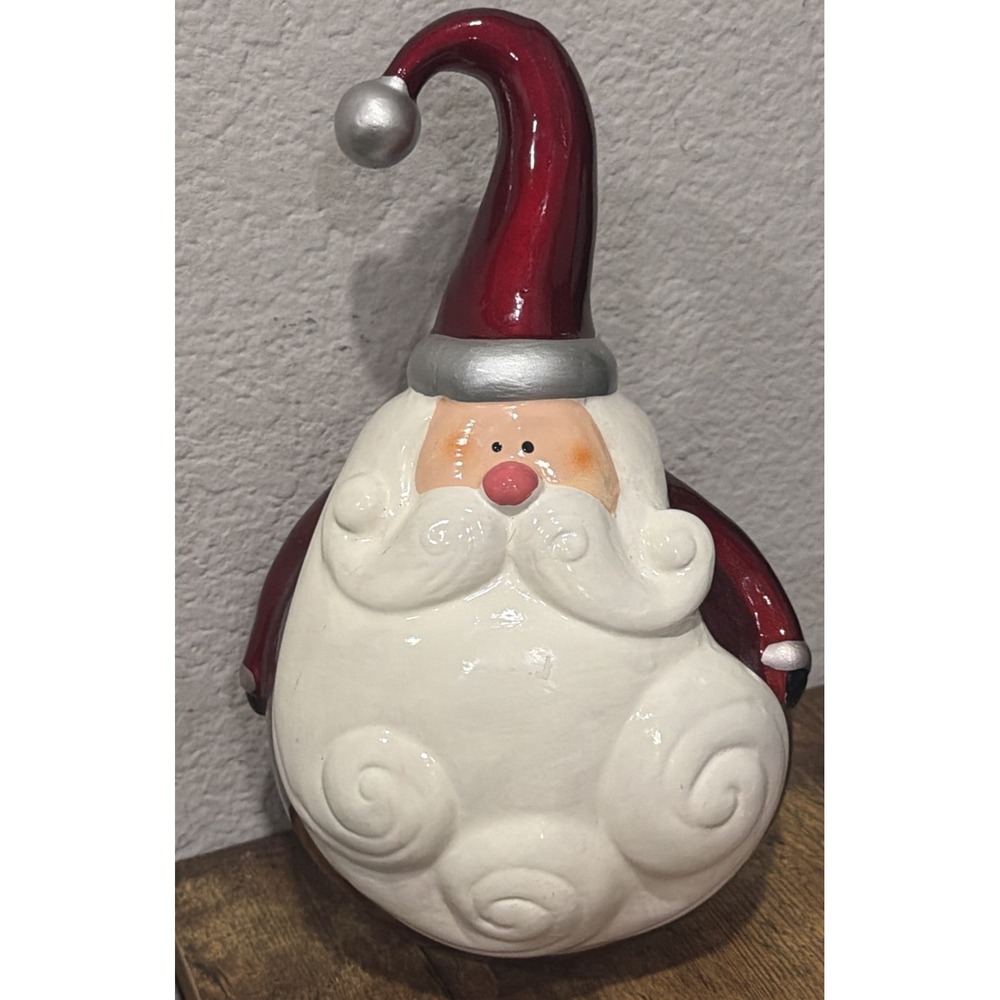 Christmas Decor Vintage Pier 1 2012 Ceramic Santa Roly Poly Santa Claus 11"